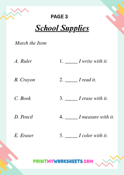 Kindergarten My School Worksheets | Free Downloadable PDF 4 Kindergarten My School Worksheets | Free Downloadable PDF - Image 4