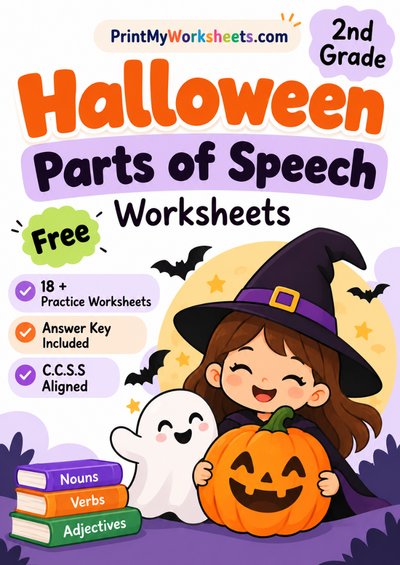 2nd Grade Halloween Parts of Speech Worksheets
