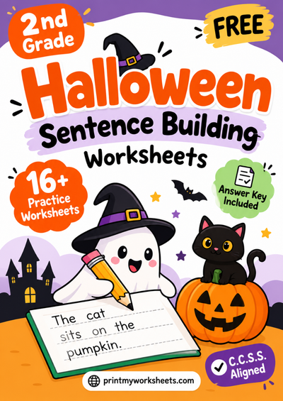 2nd Grade Halloween Sentence Building Worksheets