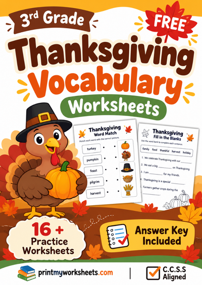 3rd Grade Thanksgiving Vocabulary Worksheets