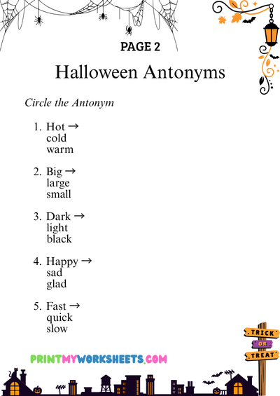 3rd Grade Halloween Synonyms & Antonyms Worksheets | Free Downloadable PDF 3 3rd Grade Halloween Synonyms & Antonyms Worksheets | Free Downloadable PDF - Image 3
