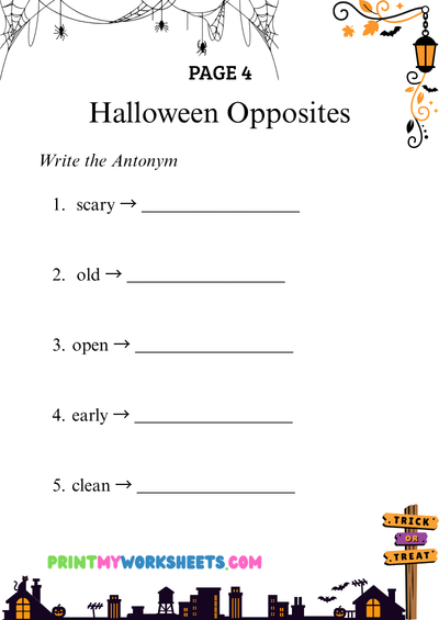 3rd Grade Halloween Synonyms & Antonyms Worksheets | Free Downloadable PDF 5 3rd Grade Halloween Synonyms & Antonyms Worksheets | Free Downloadable PDF - Image 5